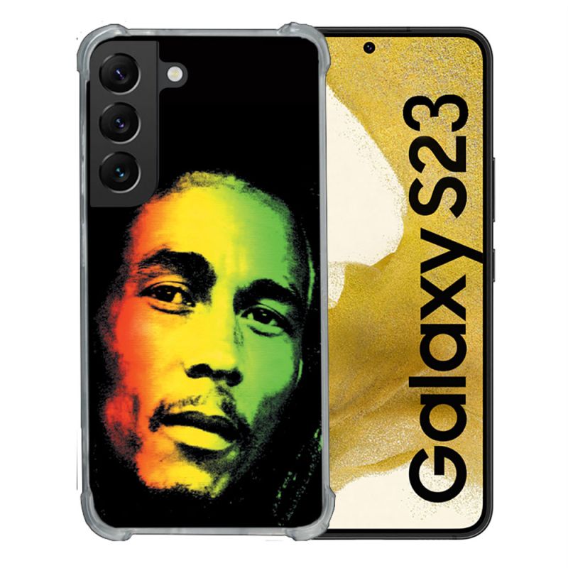 Coque Renforcée En Verre Trempé Pour Samsung Galaxy S23 Musique Bob Marley 2