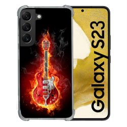 Coque Renforcée En Verre Trempé Pour Samsung Galaxy S23 Musique Guitare Electrique