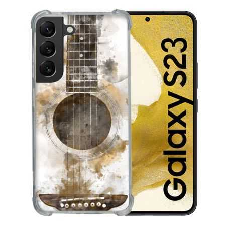 Coque Renforcée En Verre Trempé Pour Samsung Galaxy S23 Musique Guitare Tag