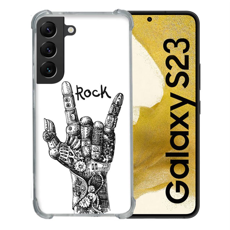 Coque Renforcée En Verre Trempé Pour Samsung Galaxy S23 Musique Rock Main