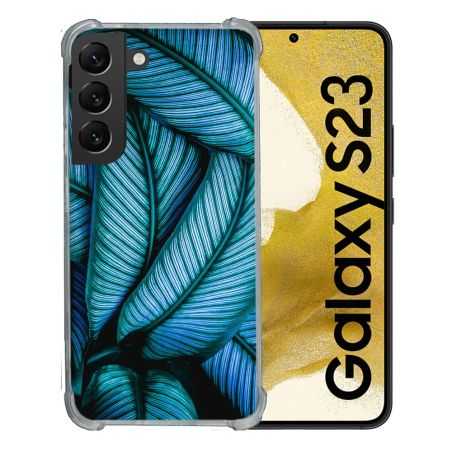 Coque Renforcée En Verre Trempé Pour Samsung Galaxy S23 Nature Feuille Palmier