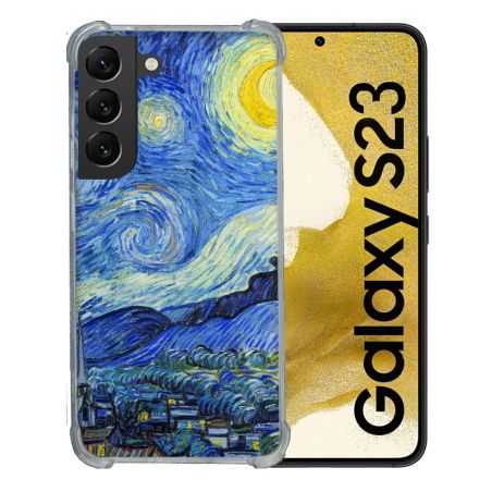Coque Renforcée En Verre Trempé Pour Samsung Galaxy S23 Peinture La nuit étoilée
