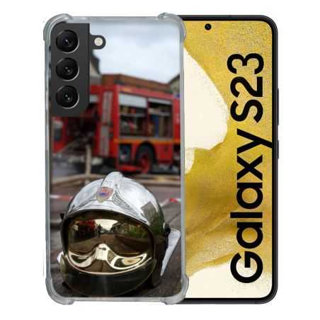 Coque Renforcée En Verre Trempé Pour Samsung Galaxy S23 Pompier Casque Camion