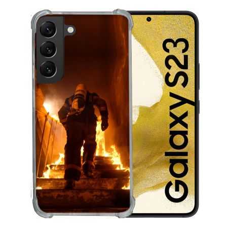 Coque Renforcée En Verre Trempé Pour Samsung Galaxy S23 Pompier Escalier