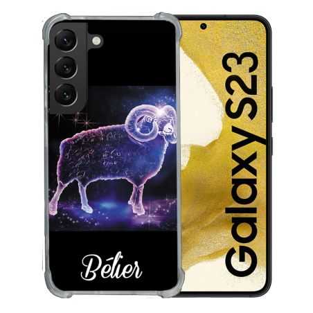 Coque Renforcée En Verre Trempé Pour Samsung Galaxy S23 Signe Zodiaque 2 Bélier
