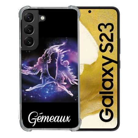 Coque Renforcée En Verre Trempé Pour Samsung Galaxy S23 Signe Zodiaque 2 Gémeaux