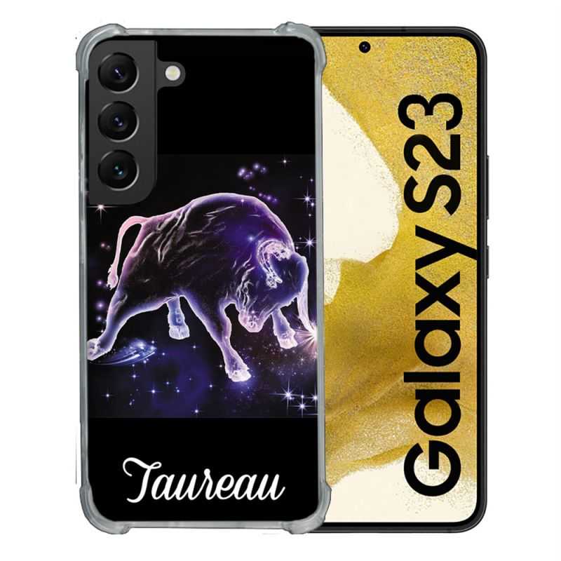 Coque Renforcée En Verre Trempé Pour Samsung Galaxy S23 Signe Zodiaque 2 Taureau