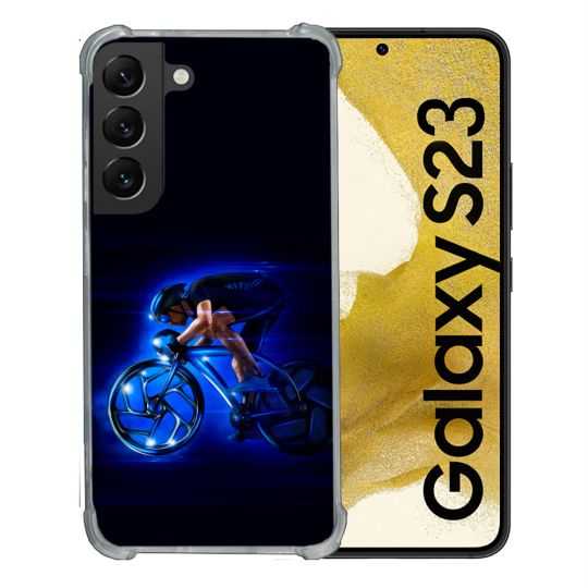 Coque Renforcée En Verre Trempé Pour Samsung Galaxy S23 Sport Cyclisme Bleu