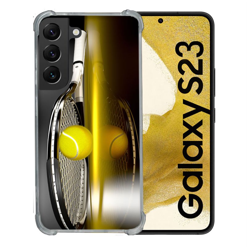 Coque Renforcée En Verre Trempé Pour Samsung Galaxy S23 Sport Tennis Reflet