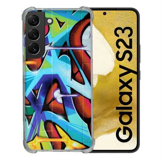 Coque Renforcée En Verre Trempé Pour Samsung Galaxy S23 Street Art Graf Color