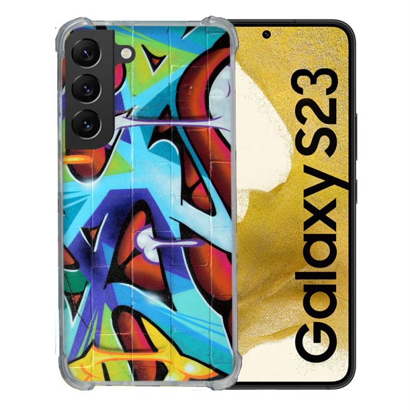 Coque Renforcée En Verre Trempé Pour Samsung Galaxy S23 Street Art Graf Color