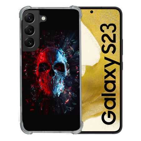 Coque Renforcée En Verre Trempé Pour Samsung Galaxy S23 Tete de Mort Deflagration