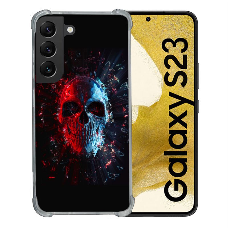 Coque Renforcée En Verre Trempé Pour Samsung Galaxy S23 Tete de Mort Deflagration