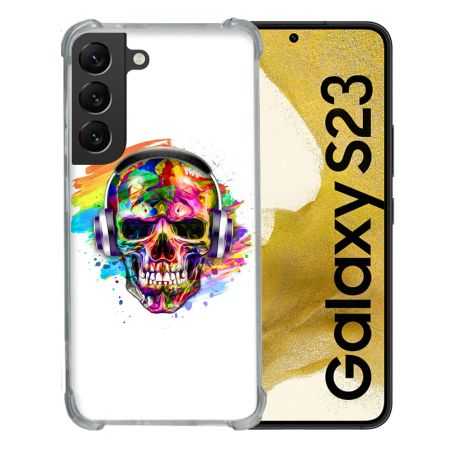 Coque Renforcée En Verre Trempé Pour Samsung Galaxy S23 Tete de Mort Tag