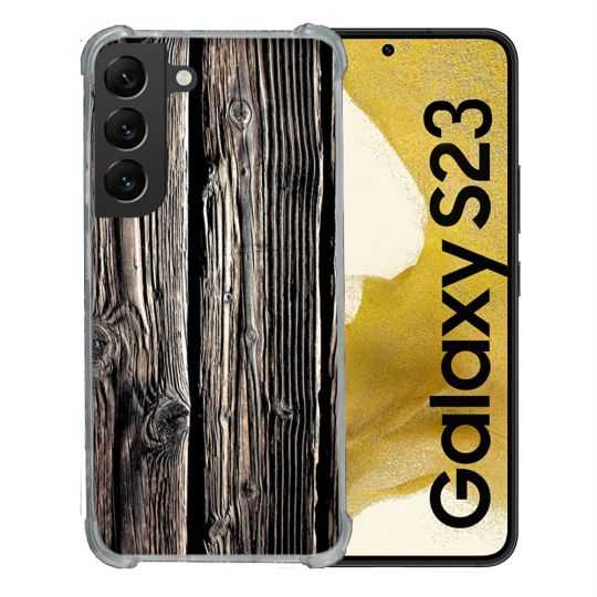 Coque Renforcée En Verre Trempé Pour Samsung Galaxy S23 Texture Bois