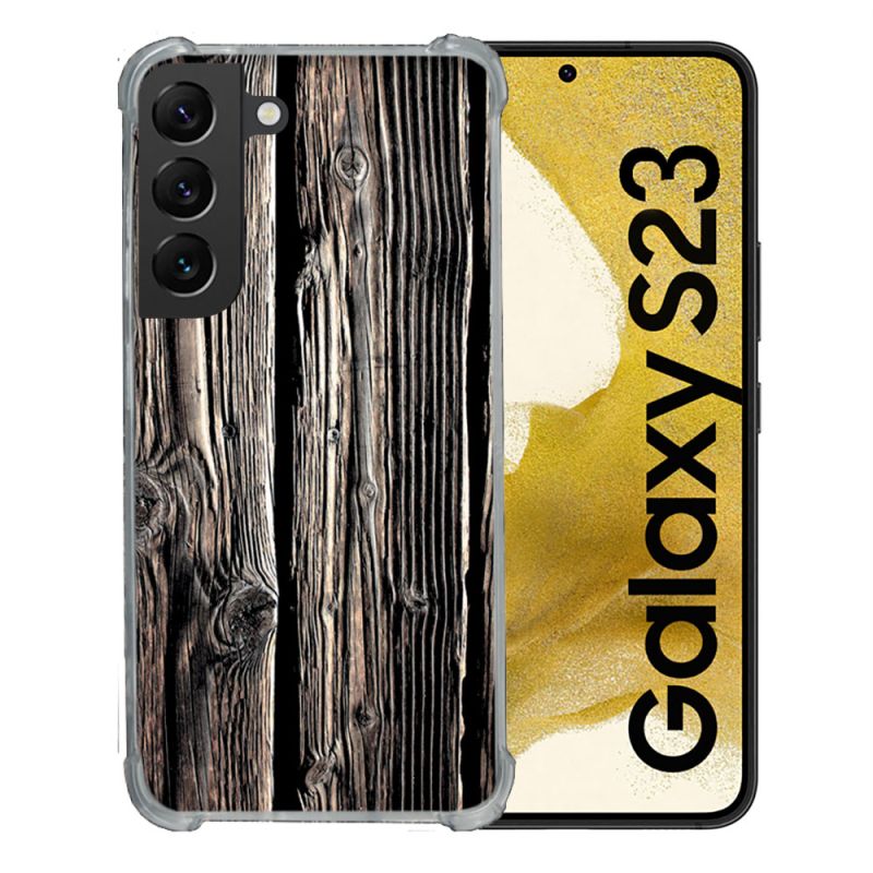 Coque Renforcée En Verre Trempé Pour Samsung Galaxy S23 Texture Bois