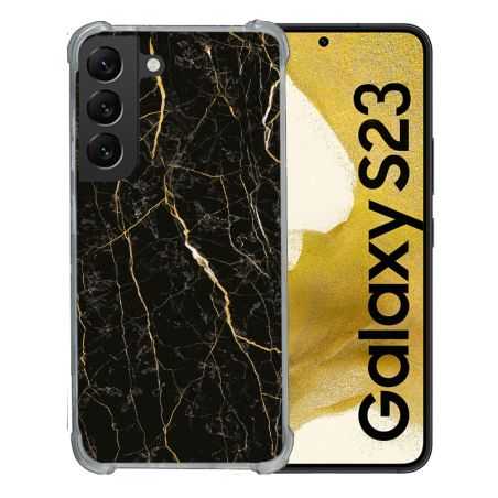 Coque Renforcée En Verre Trempé Pour Samsung Galaxy S23 Texture Marbre Noir