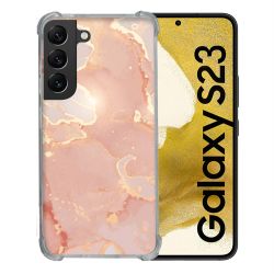 Coque Renforcée En Verre Trempé Pour Samsung Galaxy S23 Texture Marbre Rose