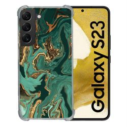 Coque Renforcée En Verre Trempé Pour Samsung Galaxy S23 Texture Marbre Vert