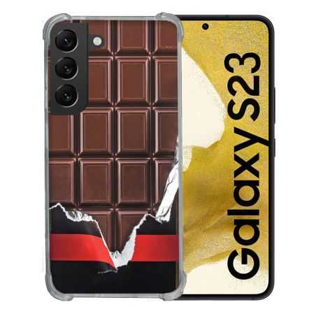 Coque Renforcée En Verre Trempé Pour Samsung Galaxy S23 Texture Trompe Oeil Chocolat