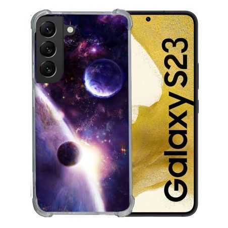 Coque Renforcée En Verre Trempé Pour Samsung Galaxy S23 Univers Planete Stellaire
