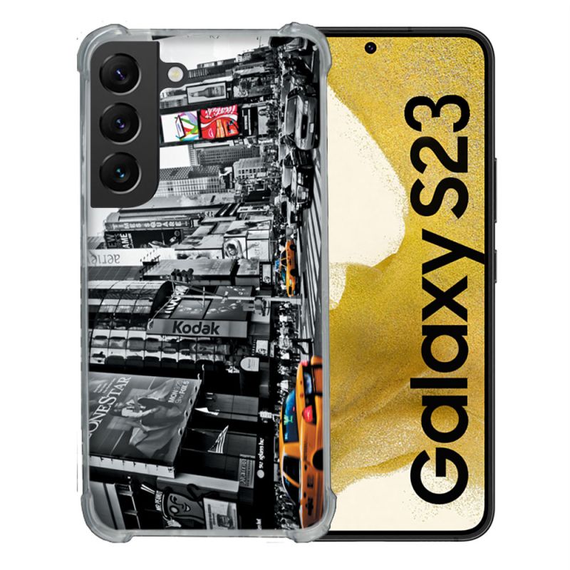 Coque Renforcée En Verre Trempé Pour Samsung Galaxy S23 Voyage Amerique USA New York Taxi