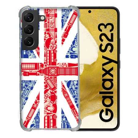 Coque Renforcée En Verre Trempé Pour Samsung Galaxy S23 Voyage Angleterre Blanc