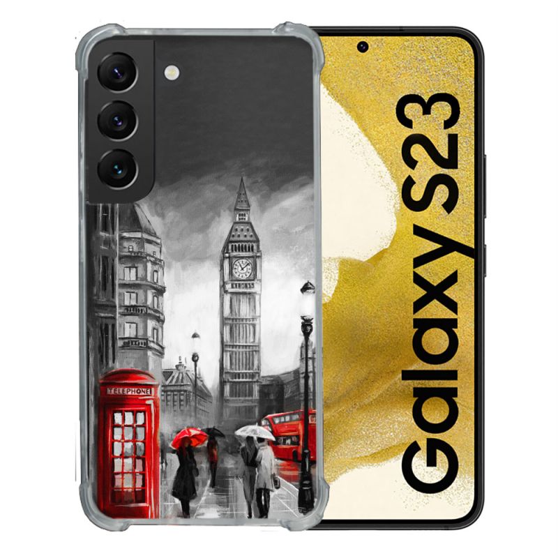 Coque Renforcée En Verre Trempé Pour Samsung Galaxy S23 Voyage Angleterre Londres Vintage