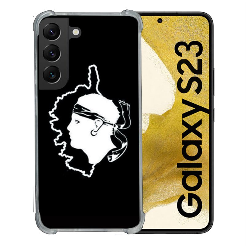 Coque Renforcée En Verre Trempé Pour Samsung Galaxy S23 Voyage Corse Noir