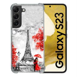 Coque Renforcée En Verre Trempé Pour Samsung Galaxy S23 Voyage France Paris Rouge