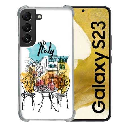 Coque Renforcée En Verre Trempé Pour Samsung Galaxy S23 Voyage Italie Vintage