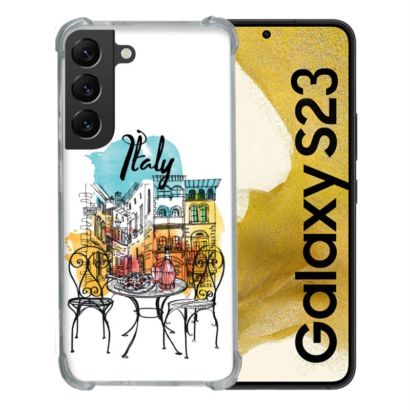 Coque Renforcée En Verre Trempé Pour Samsung Galaxy S23 Voyage Italie Vintage