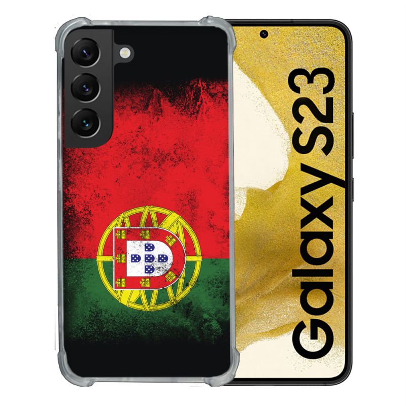 Coque Renforcée En Verre Trempé Pour Samsung Galaxy S23 Voyage Portugal Drapeau