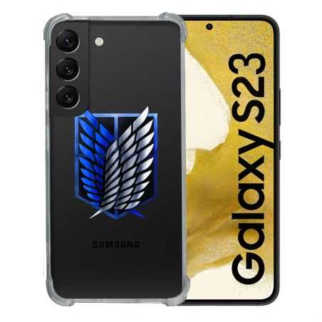 Coque Renforcée En Verre Trempé Transparente Pour Samsung Galaxy S23 Attaque Titan Logo