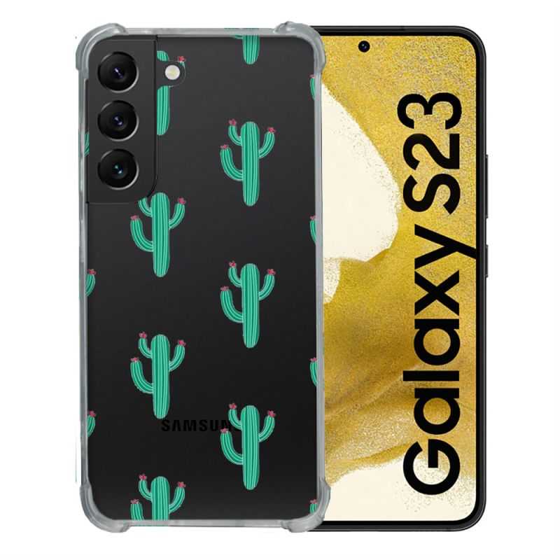 Coque Renforcée En Verre Trempé Transparente Pour Samsung Galaxy S23 Cactus