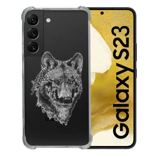 Coque Renforcée En Verre Trempé Transparente Pour Samsung Galaxy S23 Loup