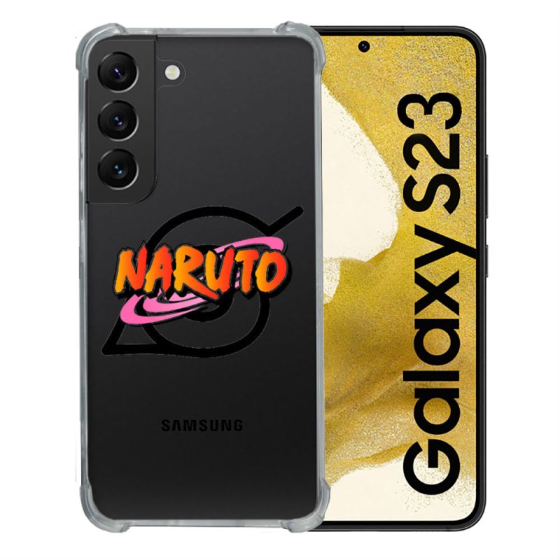 Coque Renforcée En Verre Trempé Transparente Pour Samsung Galaxy S23 Naruto Logo