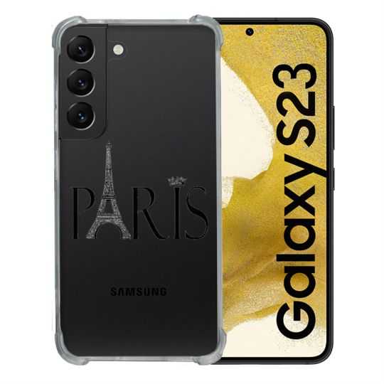 Coque Renforcée En Verre Trempé Transparente Pour Samsung Galaxy S23 Paris Noir