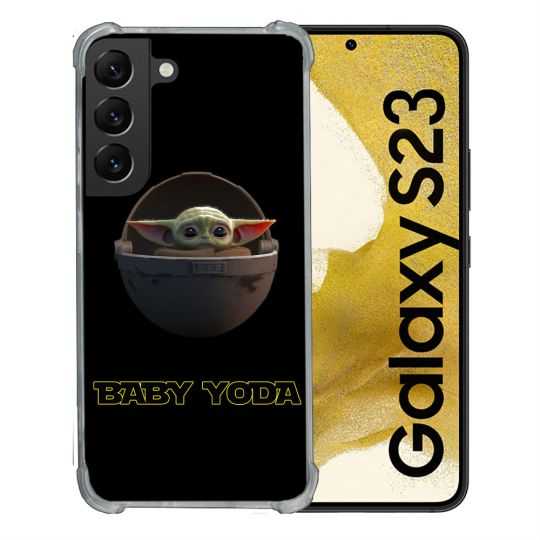Coque Renforcée En Verre Trempé Pour Samsung Galaxy S23 Star Wars - Yoda bebe noir