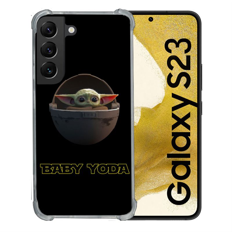 Coque Renforcée En Verre Trempé Pour Samsung Galaxy S23 Star Wars - Yoda bebe noir