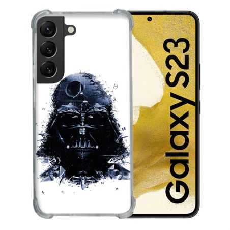 Coque Renforcée En Verre Trempé Pour Samsung Galaxy S23 Star Wars - Dark Vador Blanc