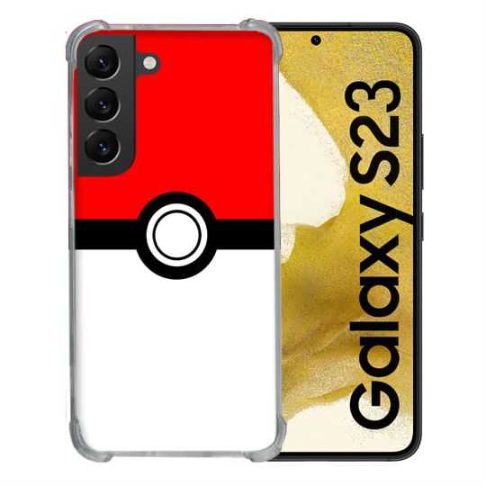 Coque Renforcée En Verre Trempé Pour Samsung Galaxy S23 Pokemon Pokeball