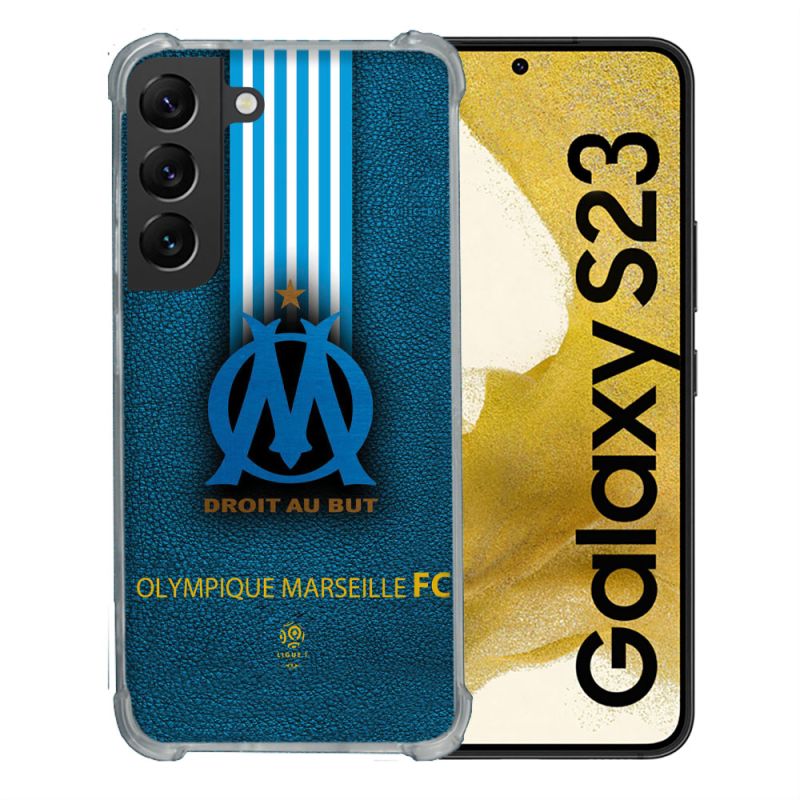 Coque Renforcée En Verre Trempé Pour Samsung Galaxy S23 Olympique Marseille OM Bande
