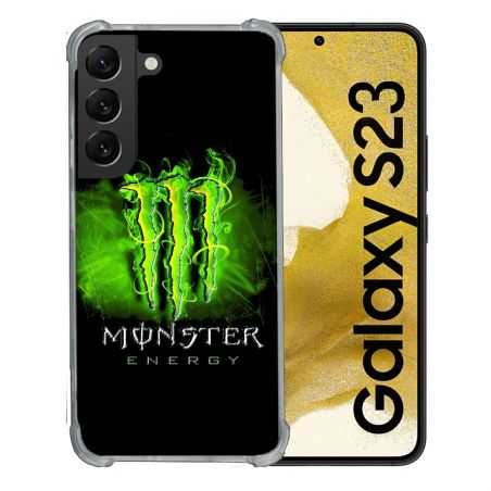 Coque Renforcée En Verre Trempé Pour Samsung Galaxy S23 Monster Energy Vert