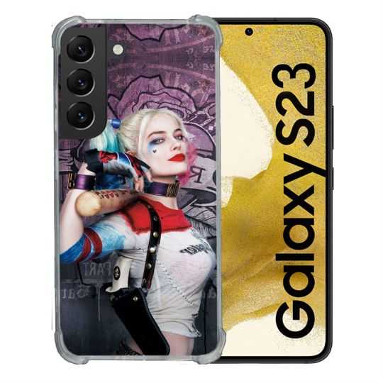 Coque Renforcée En Verre Trempé Pour Samsung Galaxy S23 Harley Quinn Batte