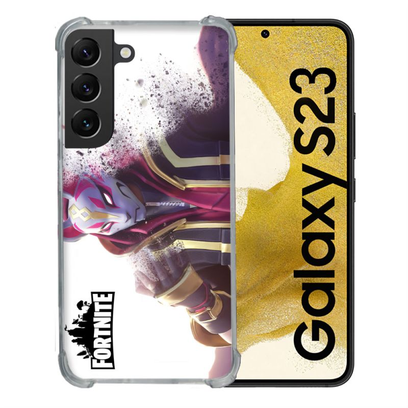 Coque Renforcée En Verre Trempé Pour Samsung Galaxy S23 Fortnite Blanc
