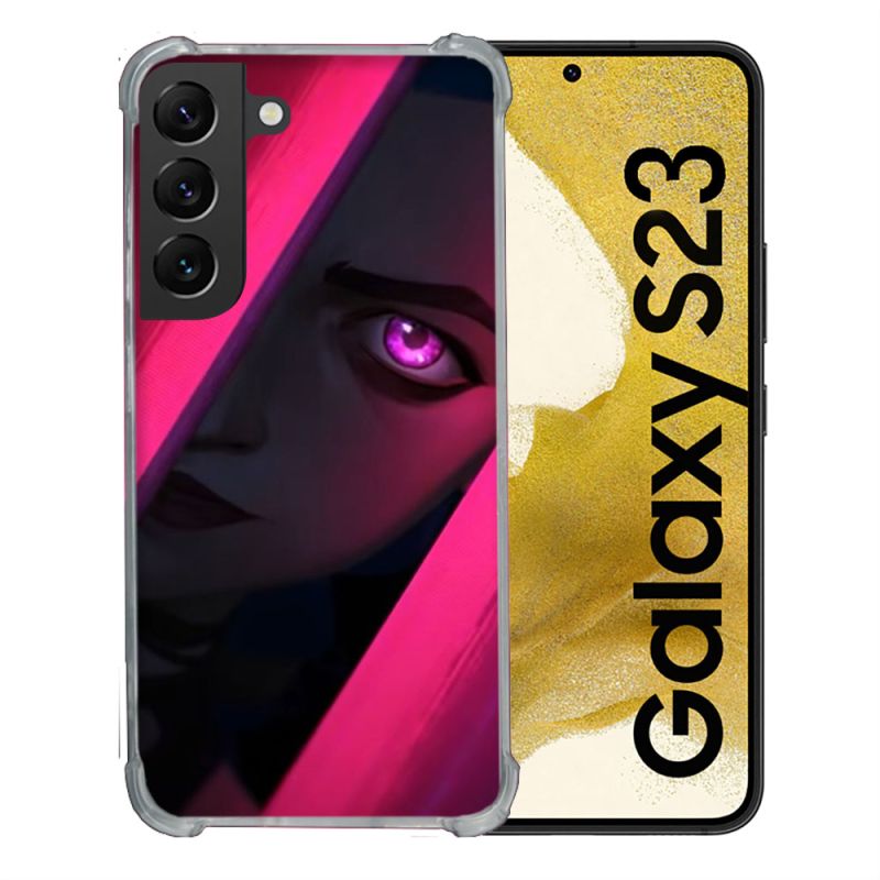 Coque Renforcée En Verre Trempé Pour Samsung Galaxy S23 Arcane Jynx Rose