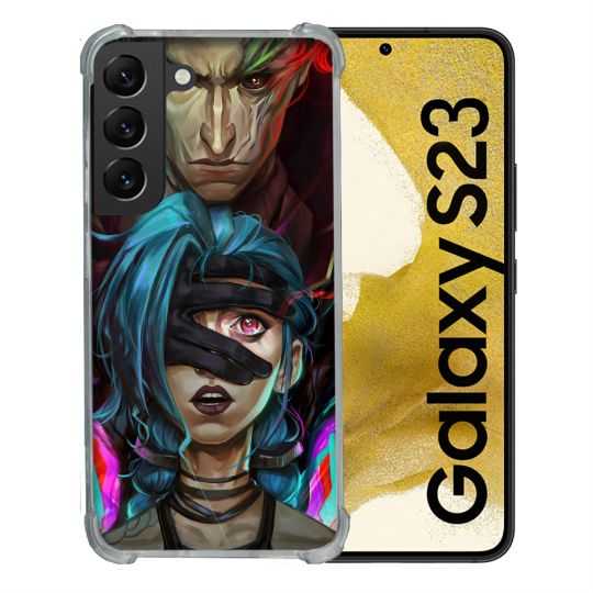 Coque Renforcée En Verre Trempé Pour Samsung Galaxy S23 Arcane Jynx Bleu