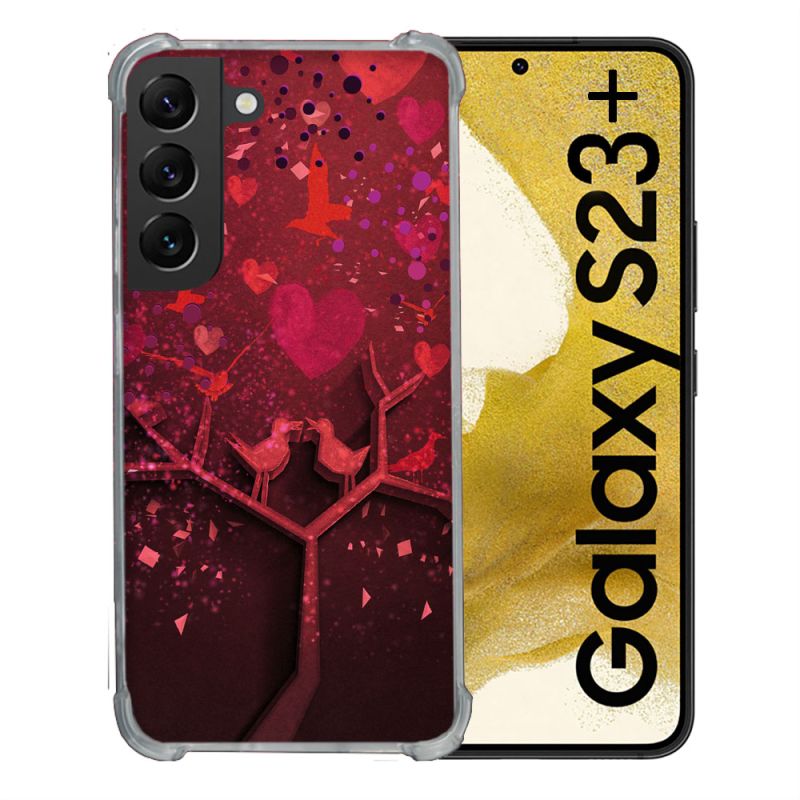 Coque Renforcée En Verre Trempé Pour Samsung Galaxy S23 Plus Amour Arbre