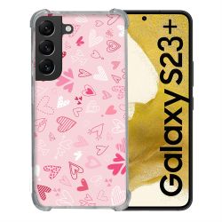 Coque Renforcée En Verre Trempé Pour Samsung Galaxy S23 Plus Amour Ptis Coeurs